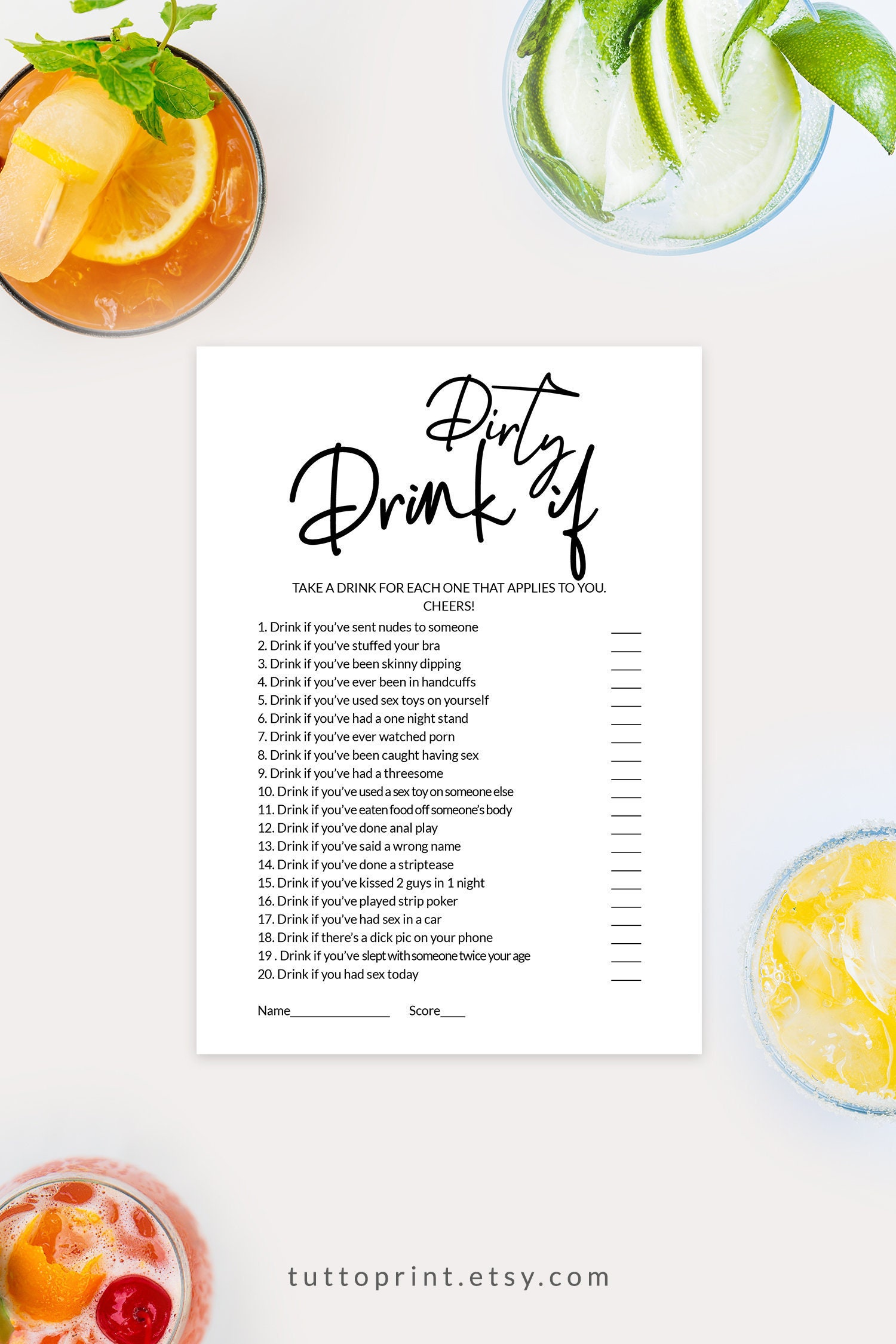 DIRTY Drink If Bachelorette Party Game Drinking Bridal Shower - Etsy New  Zealand