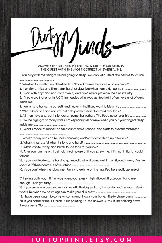 Hens Party Game Dirty Minds Or What Am I Naughty Bachelorette Etsy