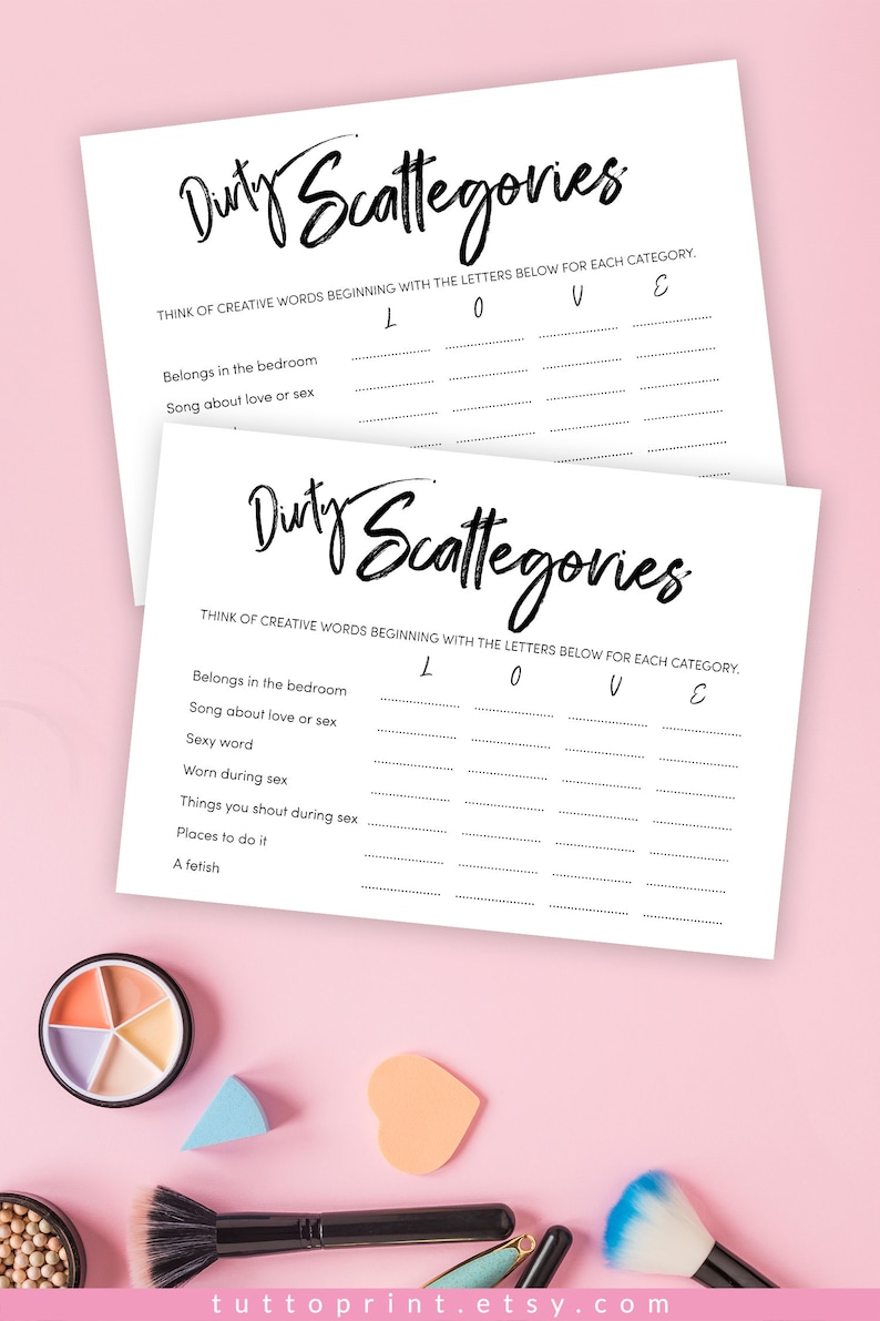 Bridal Shower Game Dirty Bridal Scattegories Hen Night Willy Etsy