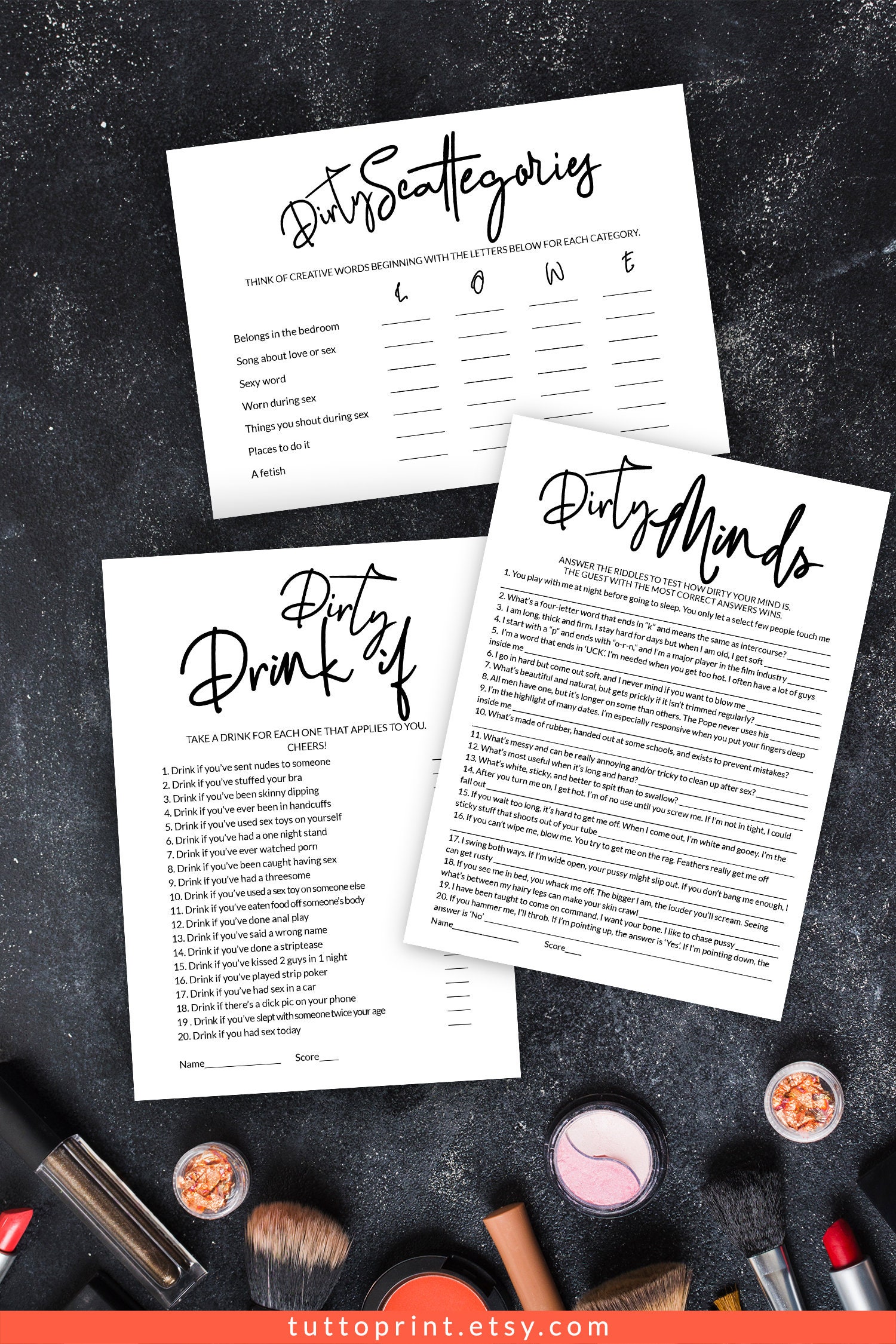 Dirty Bachelorette Party Games Printable Bundle Editable Hen - Etsy