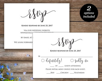Rsvp card template, Wedding RSVP cards, Rsvp online, Instant digital download