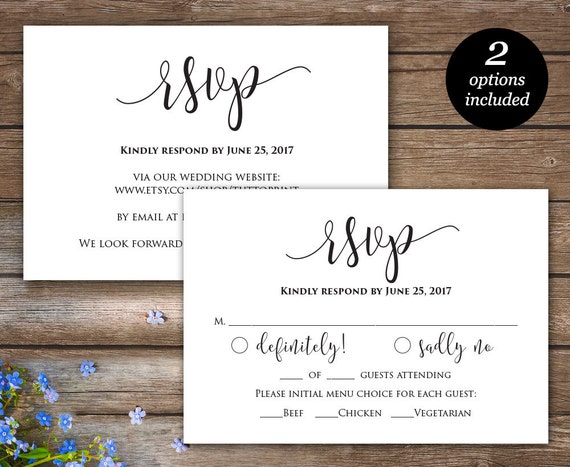 Rsvp Printable Card Wedding Rsvp cards Wedding response Etsy