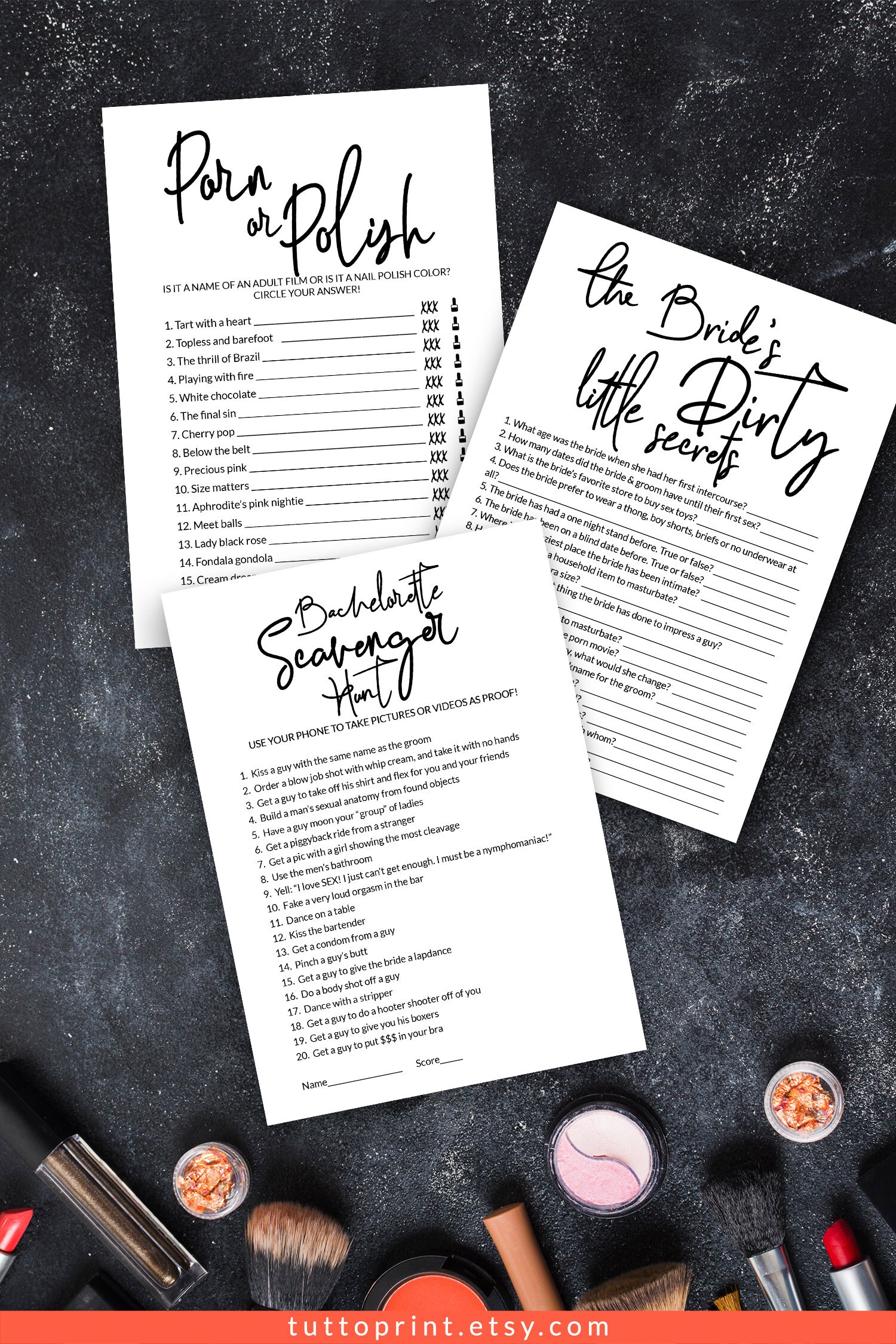 Dirty Bachelorette Party Games Printable Bundle Editable Hen - Etsy