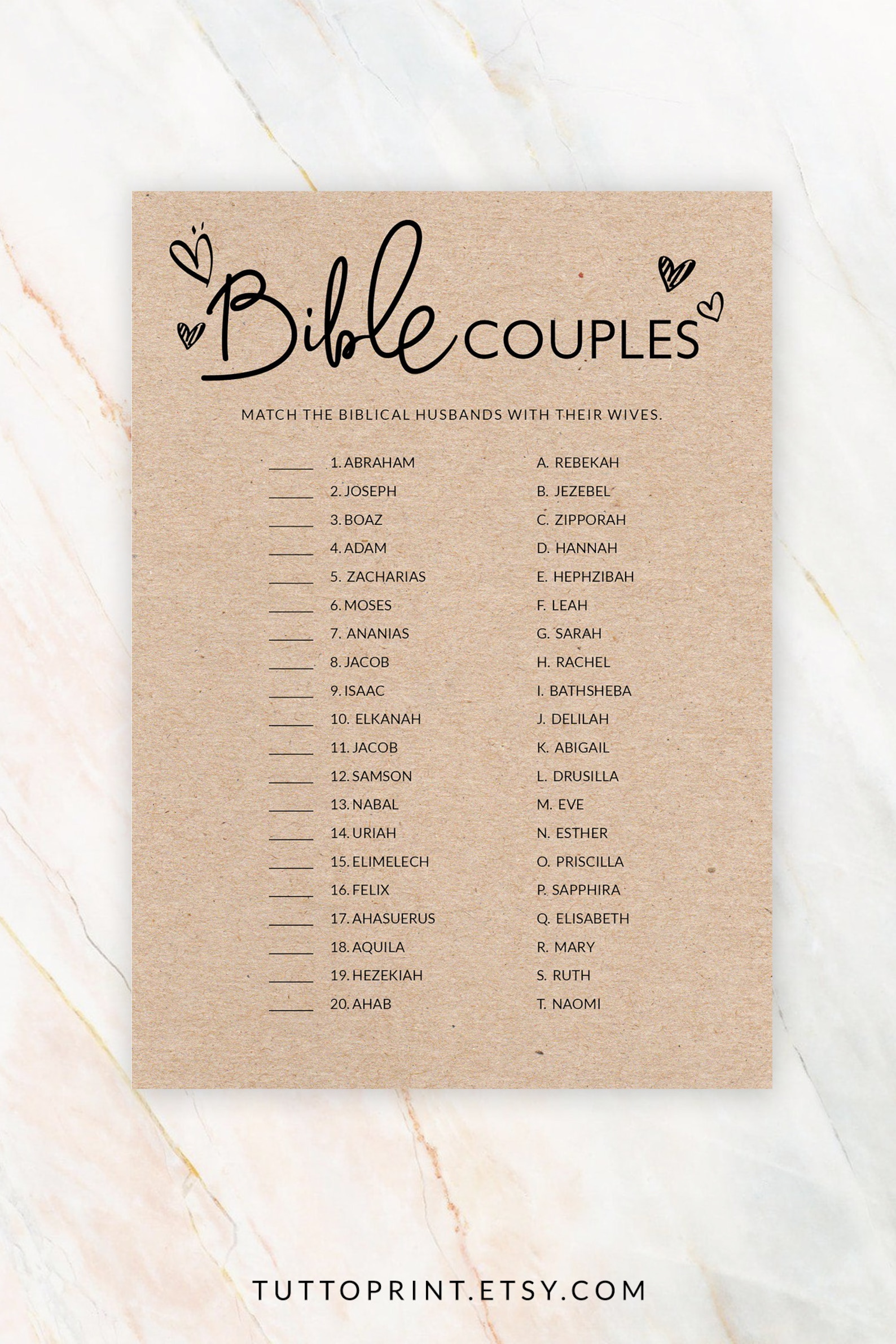 Bible Couples Quiz Bridal Shower Games Printable Christian Etsy