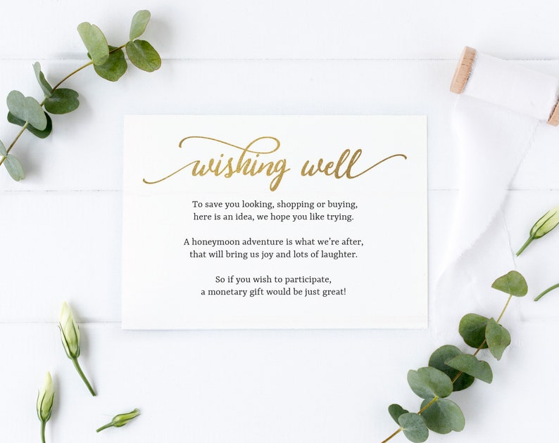 Faux Gold Wedding Wishing Well Card Printable Customisable ...