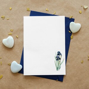 blue iris botanical illustration flower printable stationary DIGITAL DOWNLOAD line paper/printable paper/writing paper/journal A4 letter image 10