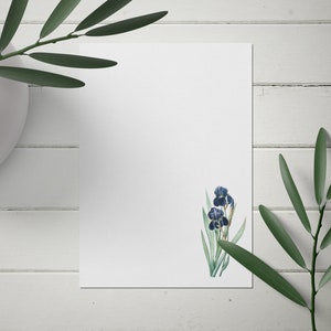 blue iris botanical illustration flower printable stationary DIGITAL DOWNLOAD line paper/printable paper/writing paper/journal A4 letter image 7