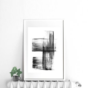 Art print Black and white abstract painting for digital download, printable wall art abstract art print, 8x10 print, 4x6 print, 24x36 poster image 3