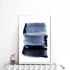 Printable abstract wall art, blue watercolor print, abstract painting, modern abstract art print, blue decor, large poster digital download image 1