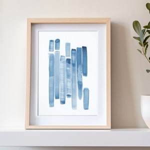 Blue grey modern watercolor printable art, minimalist blue grey wall art downloadable, original painting download, 4x6, 5x7, 8x10, 18x24