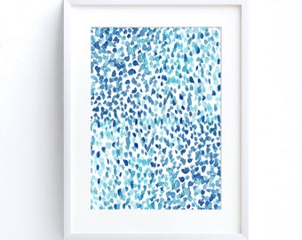 Blue watercolor abstract painting large art print download 11x14 print, 16x20, 18x24 print, 24x36 print blue art print digital download