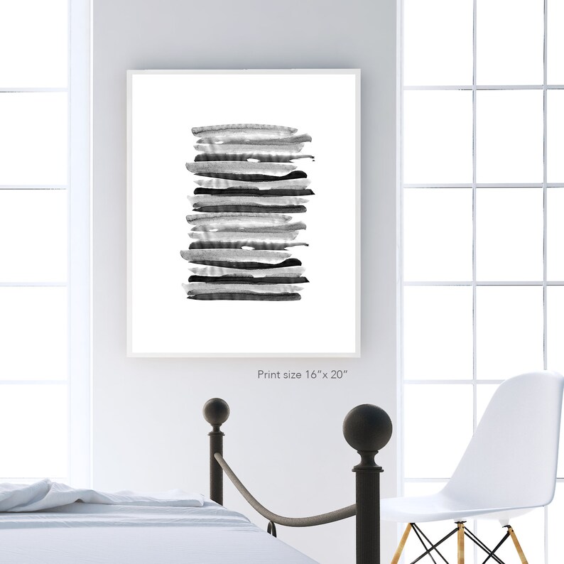 Black and White Watercolor Print Downloadable Art Brush - Etsy