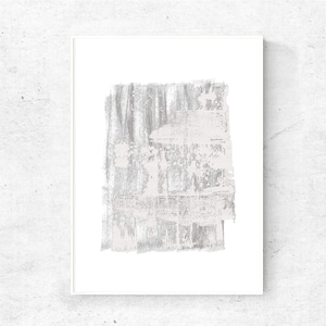 Grau und Weiß Kunst herunterladbar, minimalistisches graues Gemälde, beruhigendes Bild, beruhigende Wandkunst, minimalistische Ästhetik, herunterladbare Malerei