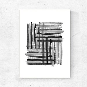 Modern grey and black neutral watercolor art, black and white print, Abstract watercolor download print, modern downloadable print neutral