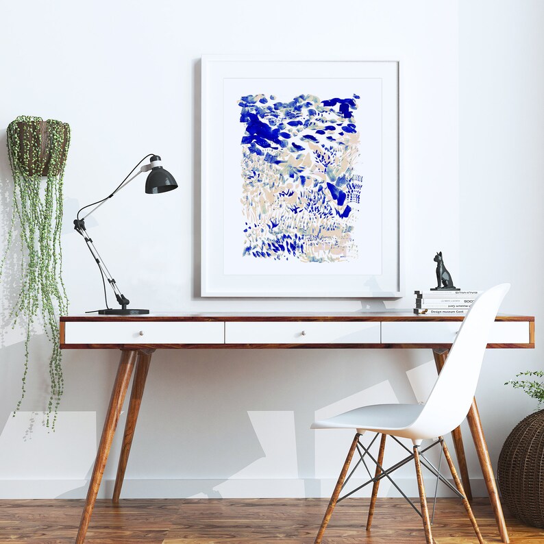Abstract Art Print Painting Blue Abstract Wall Art Print Etsy