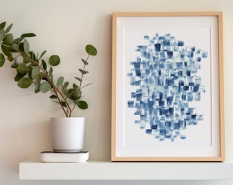 Dark blue Modern Abstract watercolor art, printable print, printable art, dark blue watercolor, cobalt blue art, 4x6, 5x7, 8x10, 18x24 print