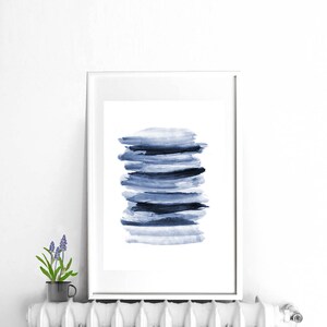 Navy Blue Printable Art, Abstract Watercolor Print, Abstract Blue Wall ...