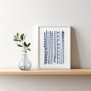 Arte minimalista em aquarela azul cinza, arte de parede para impressão, impressão 11x14, impressão artística 5x7, impressão 4x6, impressão 11x17, arte abstrata azul cinza