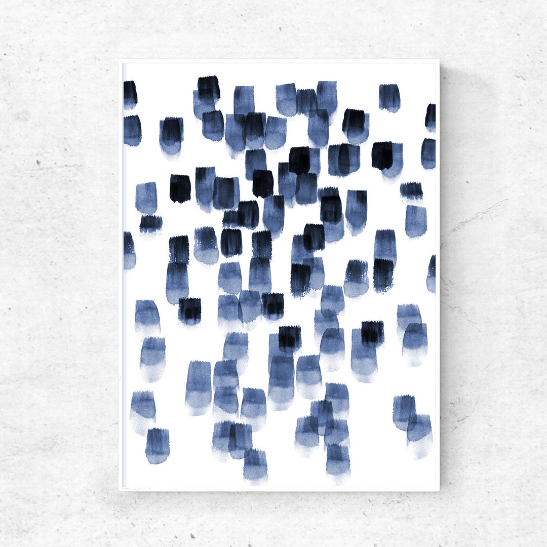 Navy Blue Watercolor Wall Art Print Downloadable Prints Etsy