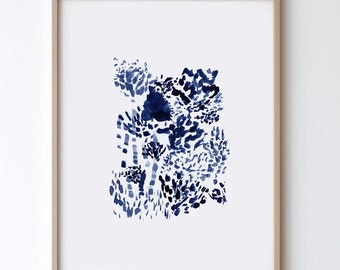 Abstract blue painting digital download, navy blue wall art, minimal blue wall art printable, blue 11x14 prints, blue 8x10 print, 5x7 print