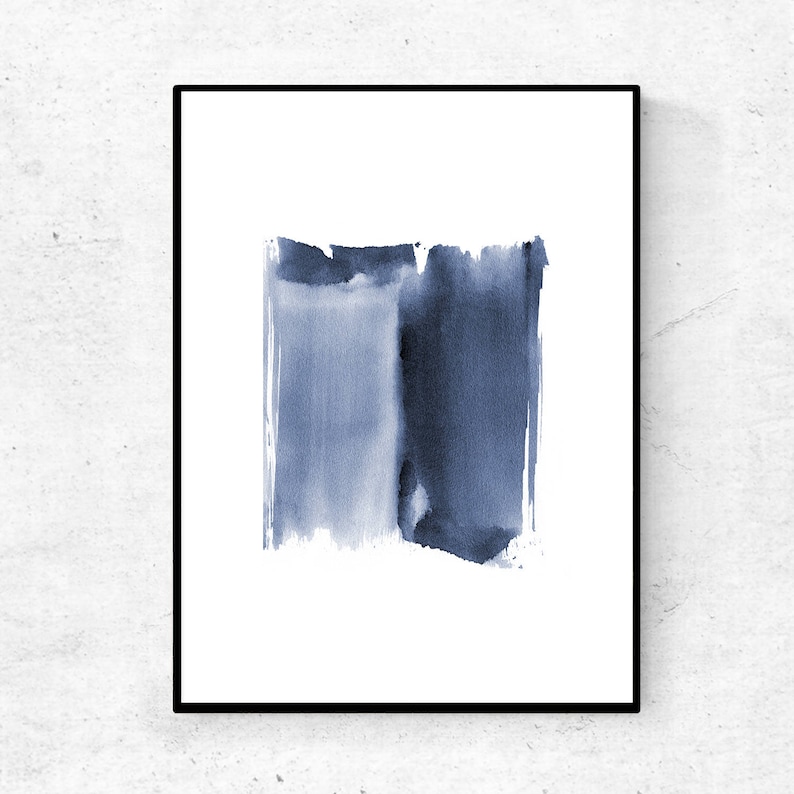 Navy Blue Watercolor Digital Print Navy Wall Art Navy Art Etsy