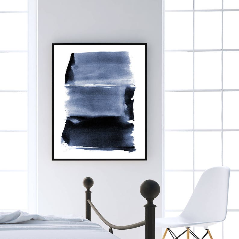 Printable abstract wall art, blue watercolor print, abstract painting, modern abstract art print, blue decor, large poster digital download image 3