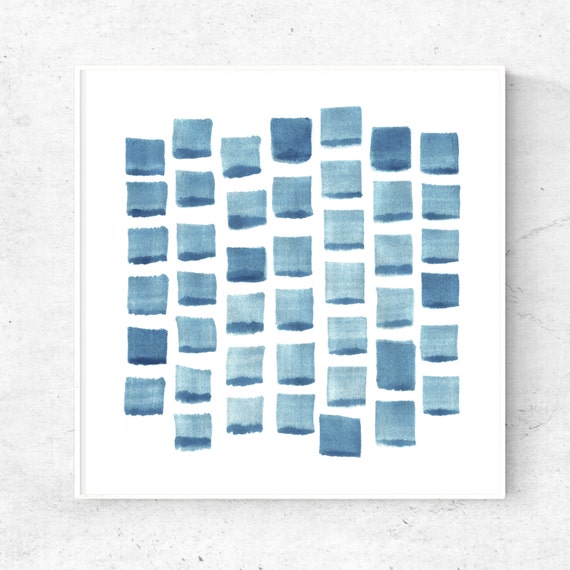 modern art printable blue watercolor printable abstract art square wall