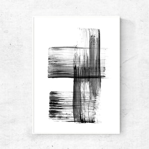 Art print Black and white abstract painting for digital download, printable wall art abstract art print, 8x10 print, 4x6 print, 24x36 poster image 1