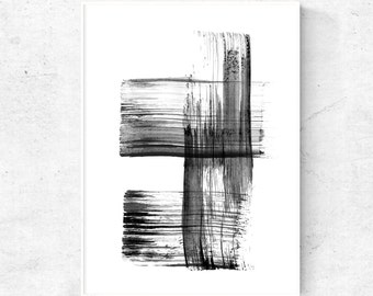 Art print Black and white abstract painting for digital download, printable wall art abstract art print, 8x10 print, 4x6 print, 24x36 poster