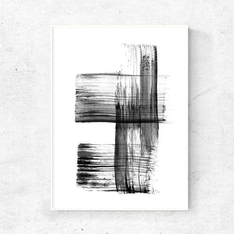 Art print Black and white abstract painting for digital download, printable wall art abstract art print, 8x10 print, 4x6 print, 24x36 poster image 1