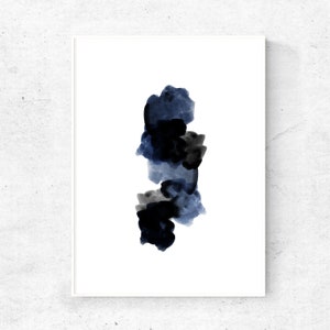 Dark blue abstract art download, navy blue abstract art printable, Watercolor printable, Indigo Wall Art, modern abstract, art painting
