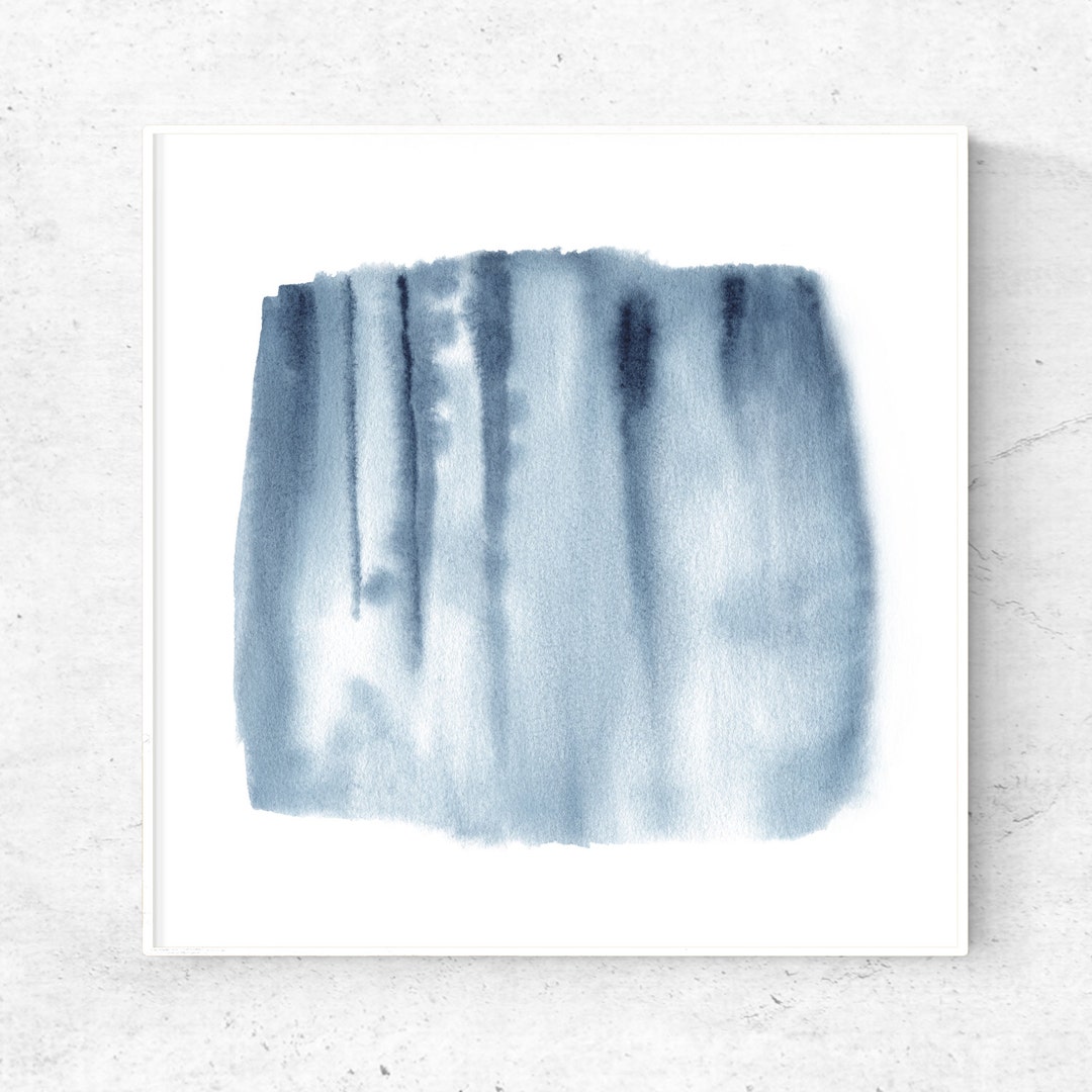 Blue Grey Wall Art, Abstract Watercolor Art, Printable Artwork, Download Print , Square Art ...