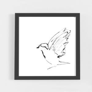 Bird print, bird wall art, minimalist bird art, black ink sketch, printable art, downloadable prints, instant download art, digital print image 4