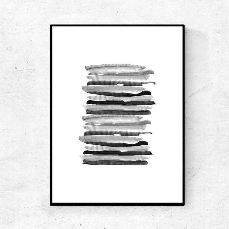 Black and White Watercolor Print Downloadable Art Brush - Etsy