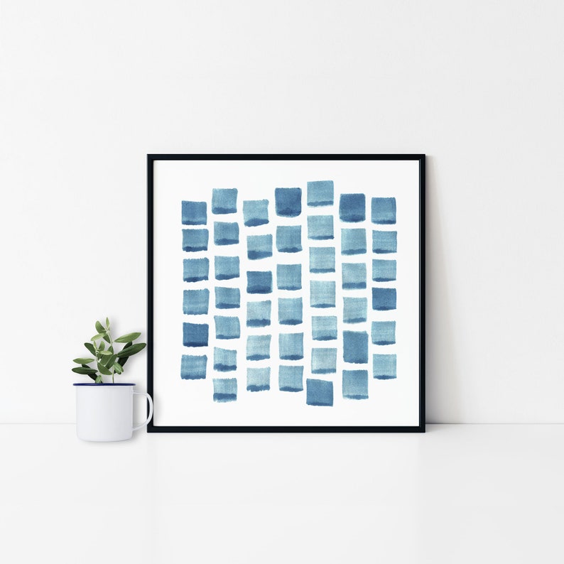 Navy Blue Modern Art Printable Abstract Watercolor Download Etsy