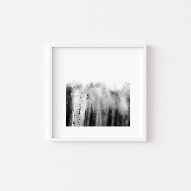 Minimalist Black and White Abstract Watercolor Painting - Etsy