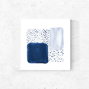 Blue and white printable abstract art, blue and white painting, abstract digital download, square art print, 16x16, 8x8 art print, 5x5 print