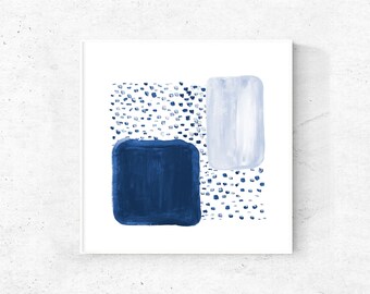 Blue and white printable abstract art, blue and white painting, abstract digital download, square art print, 16x16, 8x8 art print, 5x5 print