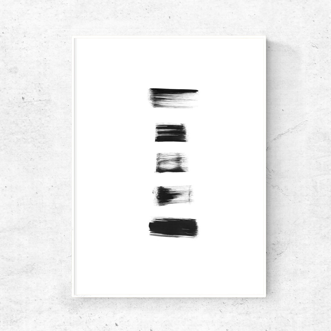 Downloadable Print, Black and White Abstract Print, Brush Stroke Art ...