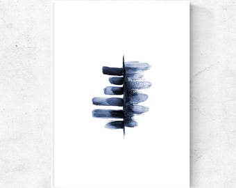Blue minimalist art, blue minimalist print, modern watercolor art printable, minimal art print blue, printable abstract art download digital