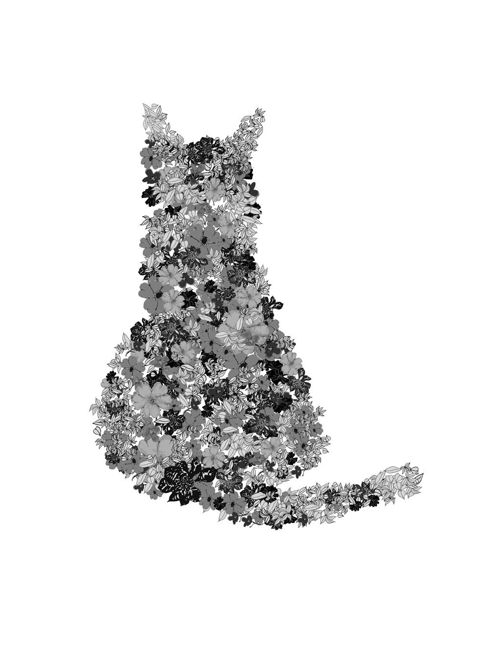 Cat Printable Printable Cat Wall Art Abstract Cat Art Black Etsy