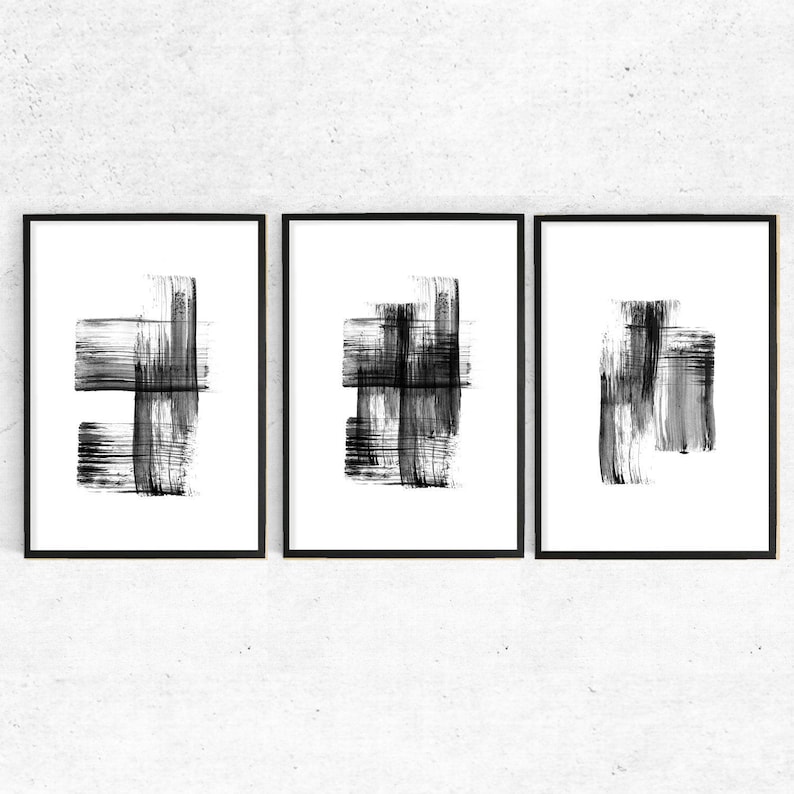 Art print Black and white abstract painting for digital download, printable wall art abstract art print, 8x10 print, 4x6 print, 24x36 poster image 4