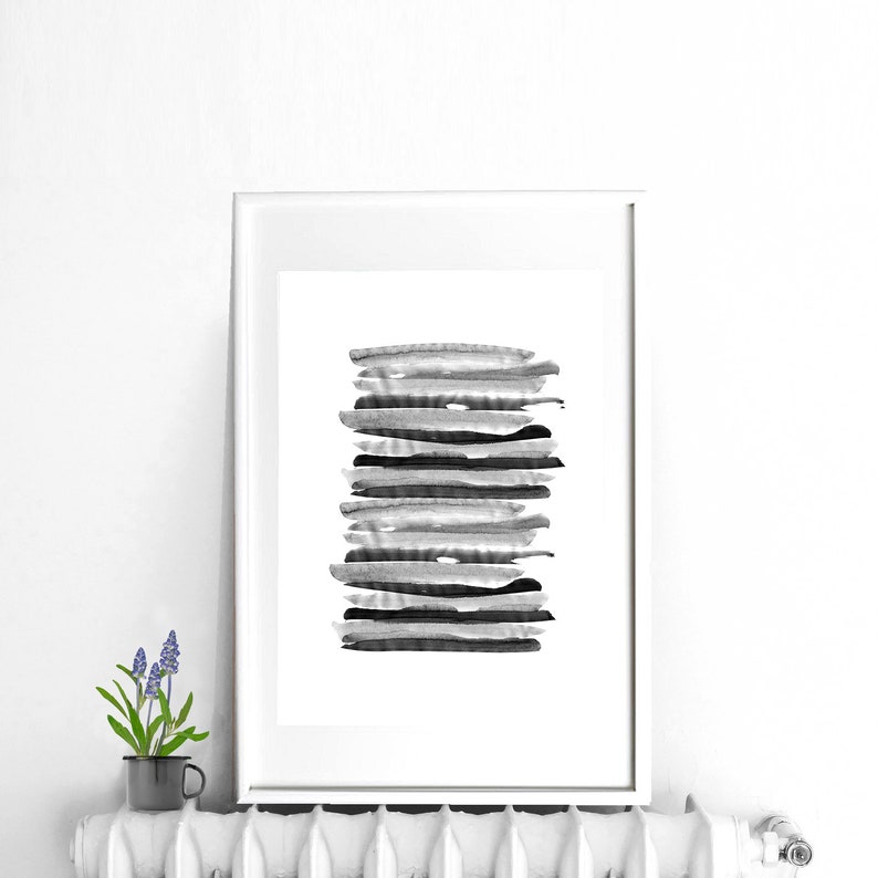 Black and White Watercolor Print Downloadable Art Brush - Etsy