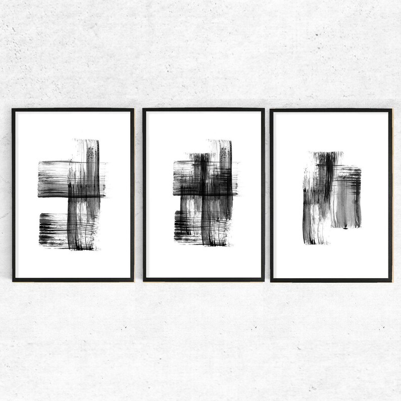 Black and White Print Abstract Painting Digital Print Art Etsy