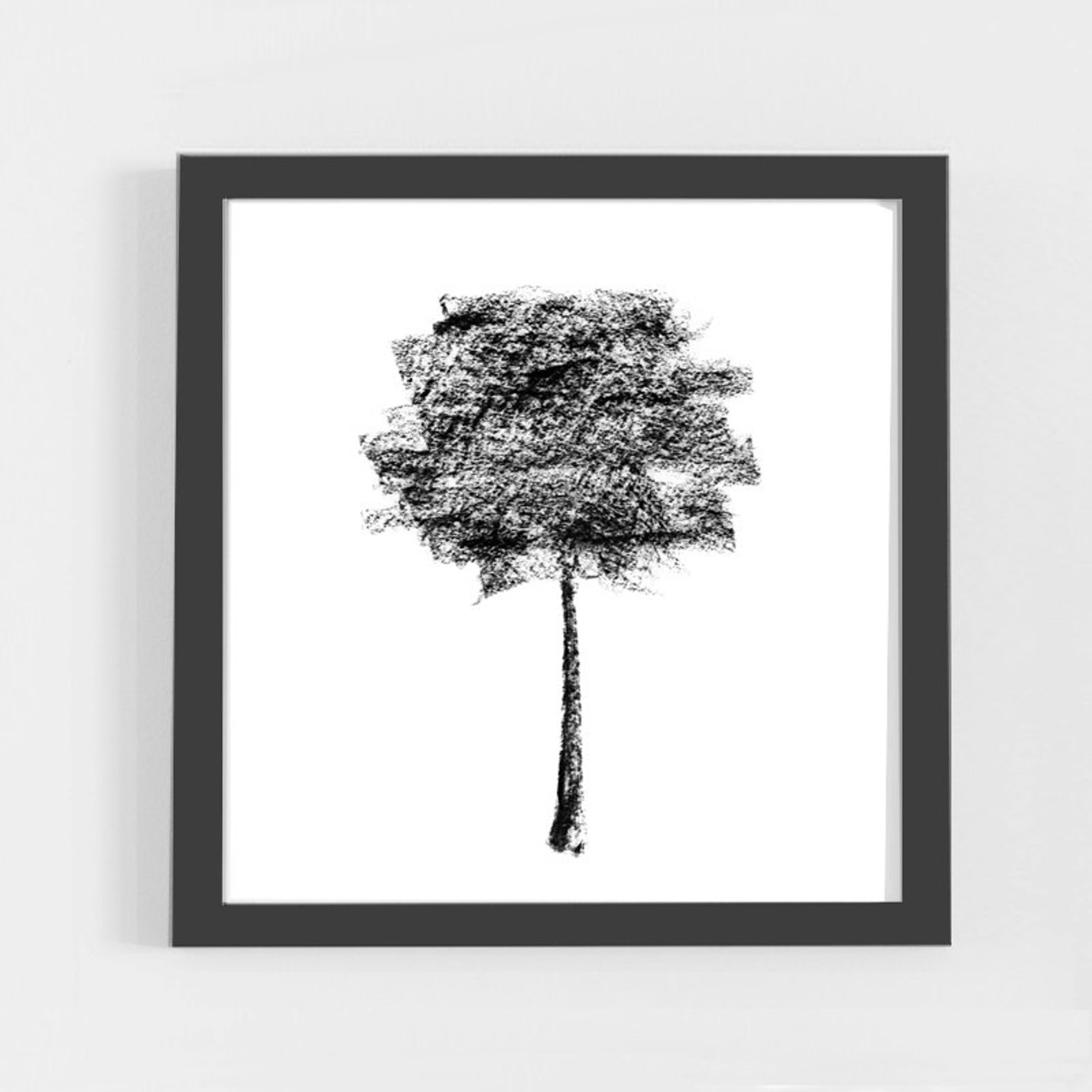 Black Tree Charcoal Drawing Minimalist Art Print Tree Poster Etsy