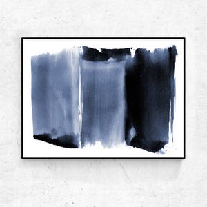 Printable abstract wall art, blue watercolor print, abstract painting, modern abstract art print, blue decor, large poster digital download image 2