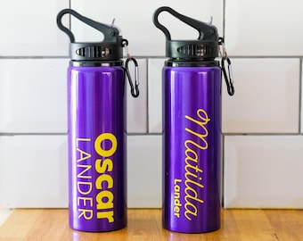 Custom Vinyl Decals for Water Bottles - Name Stickers - Multiple Colour and Design Options