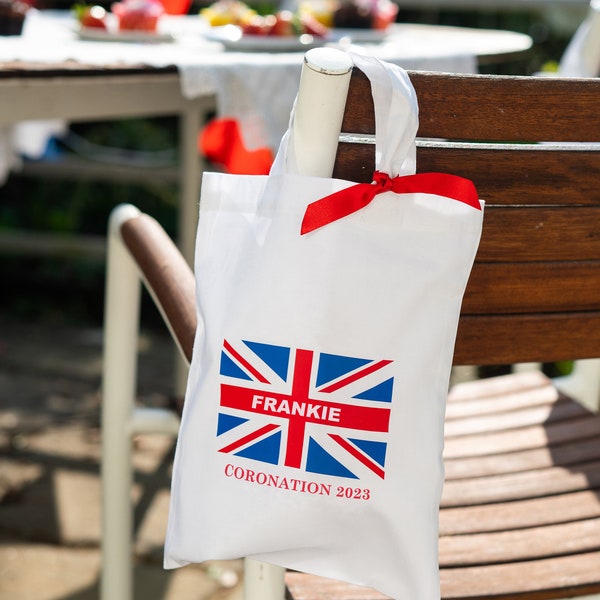 Union Jack Small Tote Bag, Kings Coronation 2023 handcrafted