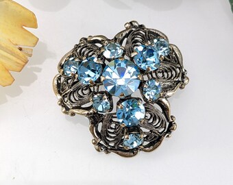ヴィンテージ フィリグリー ブローチ ヴィンテージ ブルー グラス フィリグリー ブローチ - Etsy 日本