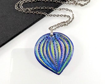 Sterling Silver Ceramic Pendant Necklace - Hot Air Balloon? Blue